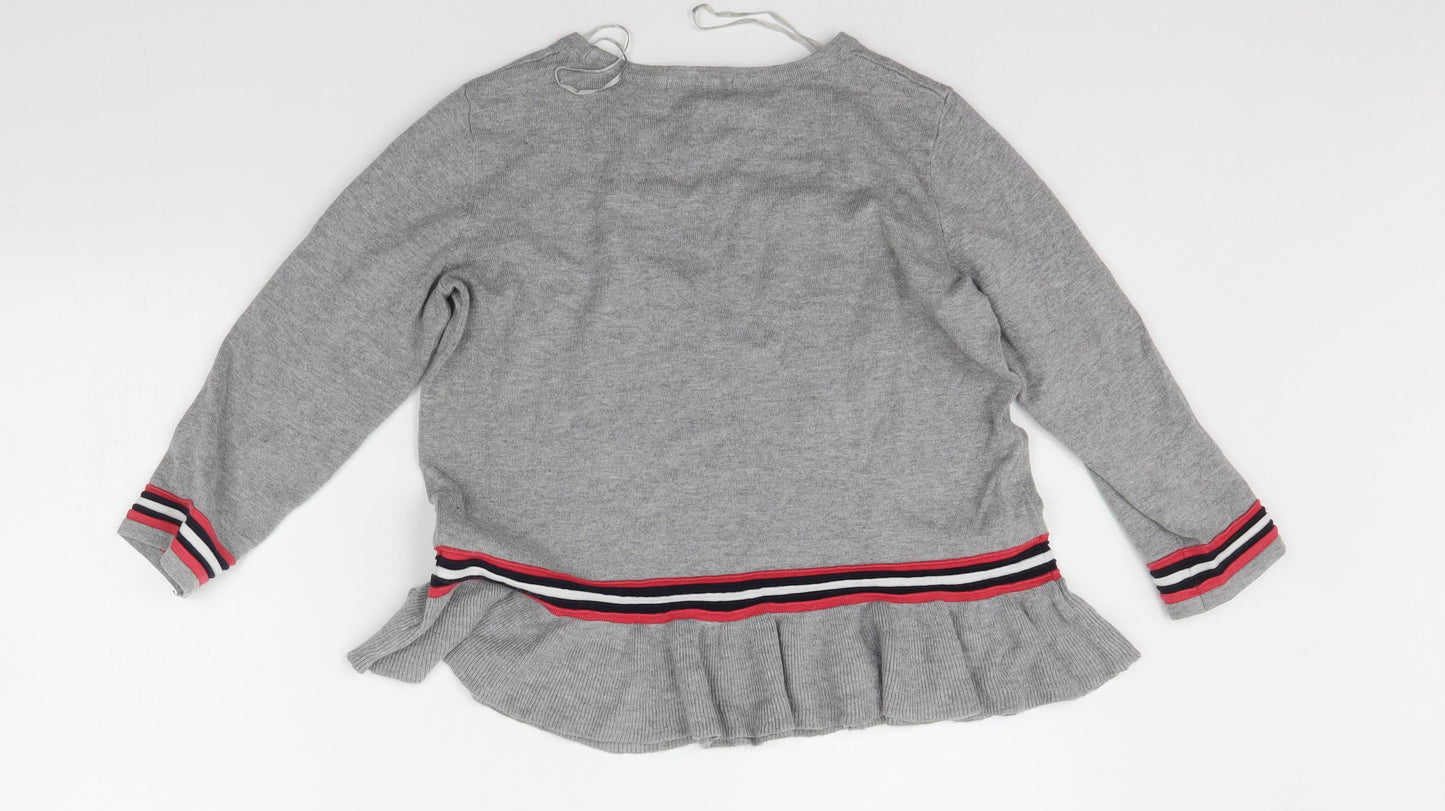 TU Womens Grey Striped  Pullover Jumper Size 8