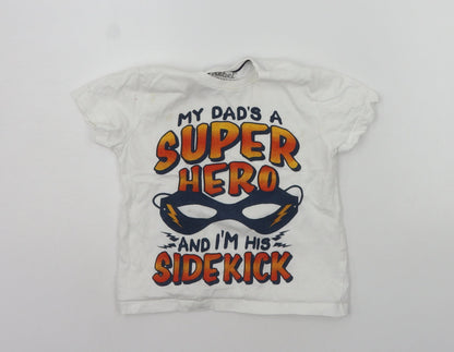 Primark Boys White   Basic T-Shirt Size 3-4 Years  - Super Hero