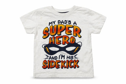 Front view of Primark boys’ white basic t-shirt, size 3-4, years - super hero