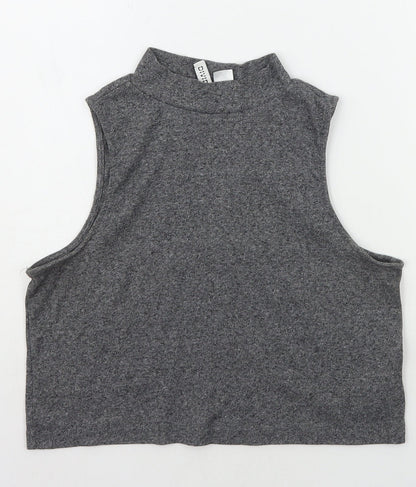 Womens UK Size L Divided Grey Basic T-Shirt