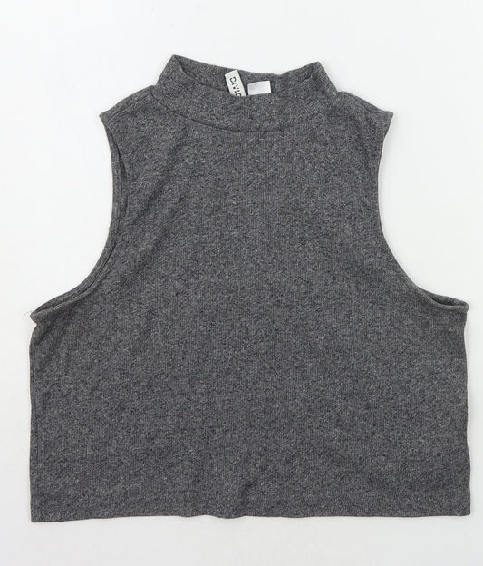 Womens UK Size L Divided Grey Basic T-Shirt