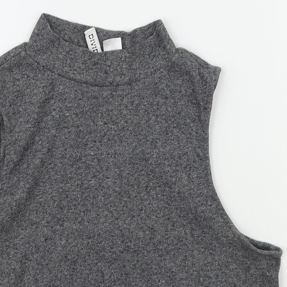 Womens UK Size L Divided Grey Basic T-Shirt
