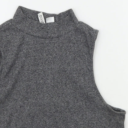 Womens UK Size L Divided Grey Basic T-Shirt