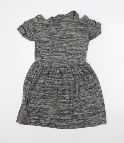 Miss Blush Girls Grey Houndstooth  A-Line  Size M