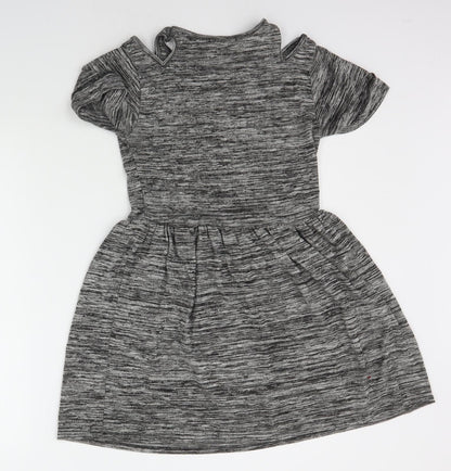 Miss Blush Girls Grey Houndstooth  A-Line  Size M