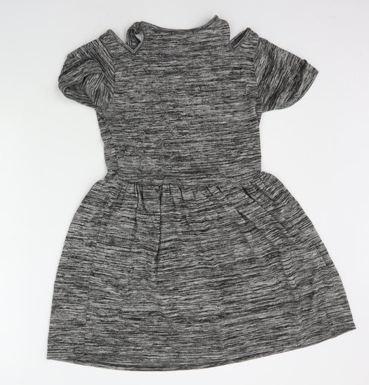 Miss Blush Girls Grey Houndstooth  A-Line  Size M