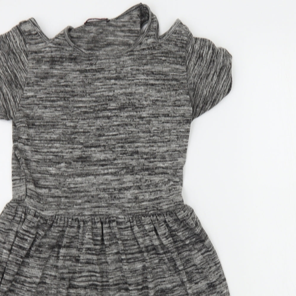 Miss Blush Girls Grey Houndstooth  A-Line  Size M