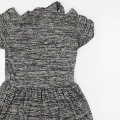 Miss Blush Girls Grey Houndstooth  A-Line  Size M