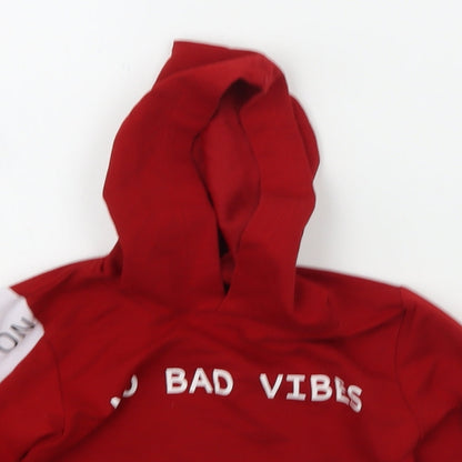 Close-up detail of MACA BOY boys’ blue pullover hoodie, size 4, years