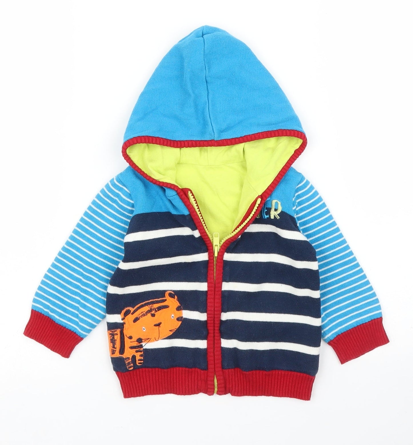 George Boys Blue Striped  Full Zip Jumper Size 6-9 Months