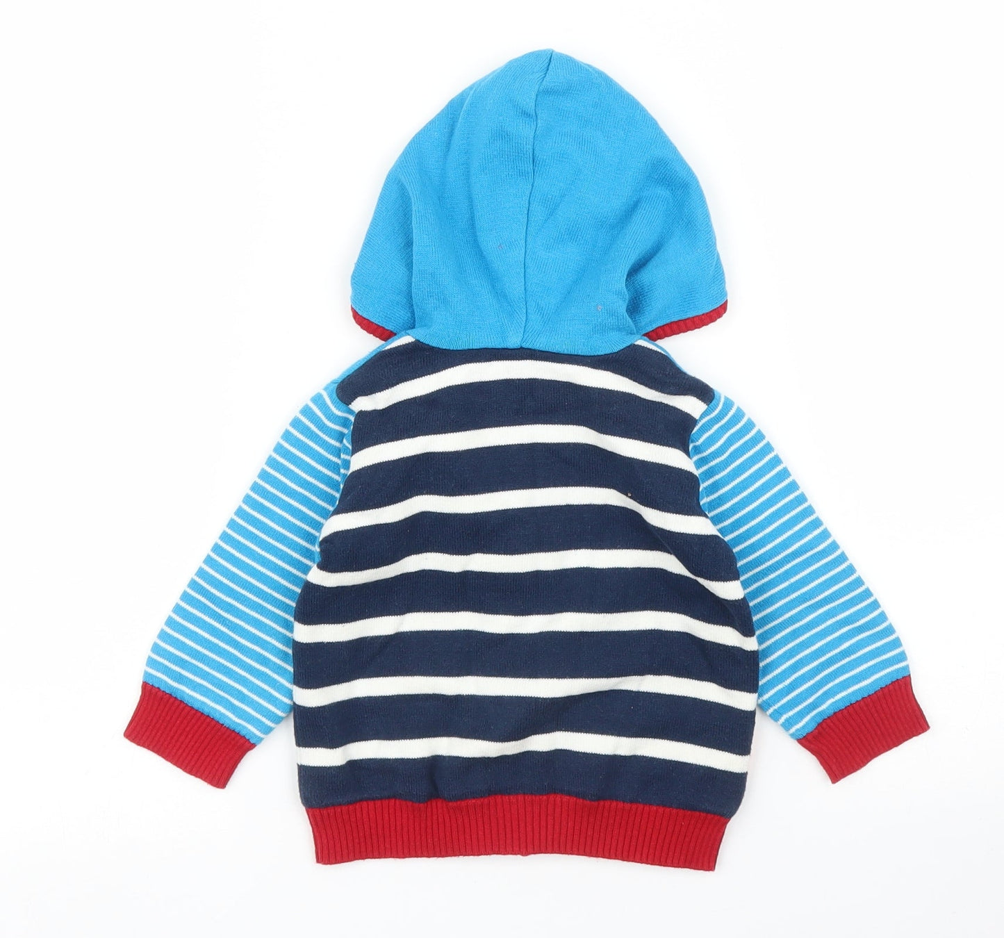 George Boys Blue Striped  Full Zip Jumper Size 6-9 Months