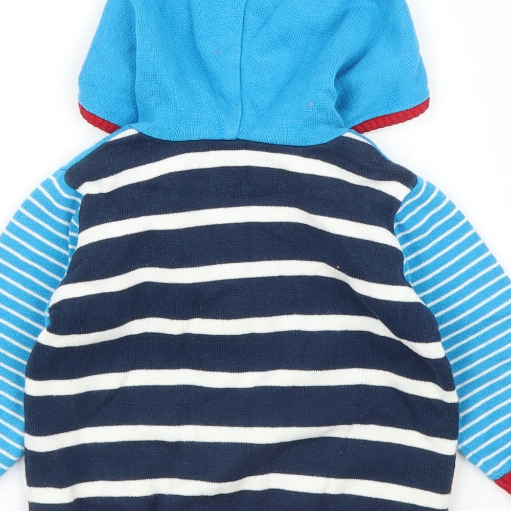 George Boys Blue Striped  Full Zip Jumper Size 6-9 Months