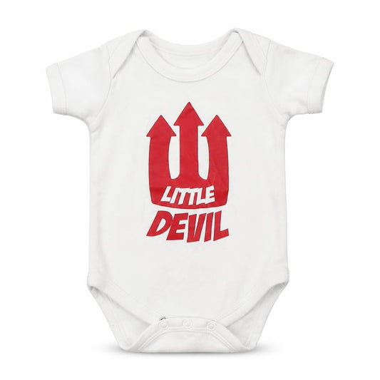 Front view of Preworn Baby White Babygrow One-Piece, size 0-3, Months