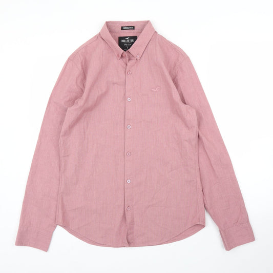 Mens UK Size S Hollister Pink  Button-Up Long Sleeve Casual Shirt