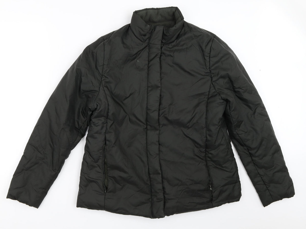 Additional front view of Trader Jeans women’s black jacket coat, size UK 12