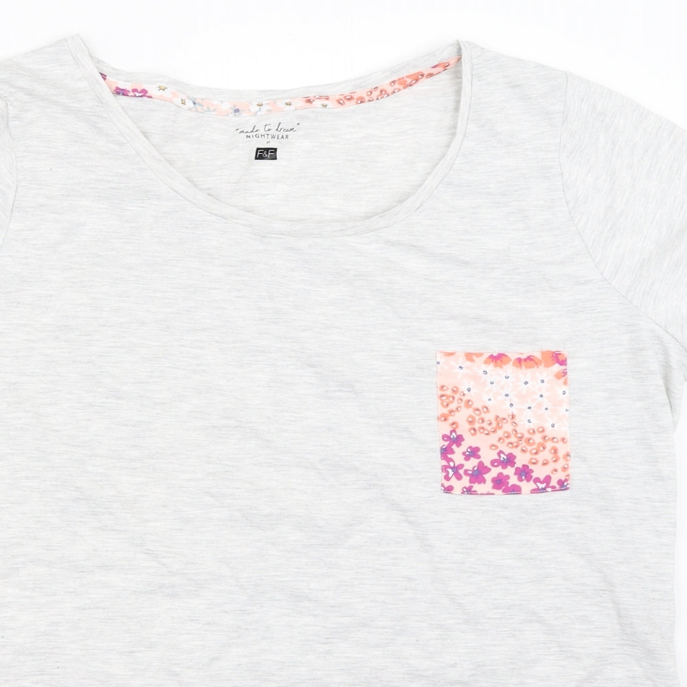 Close-up detail of F&F women’s grey solid top pyjama top, size UK 16