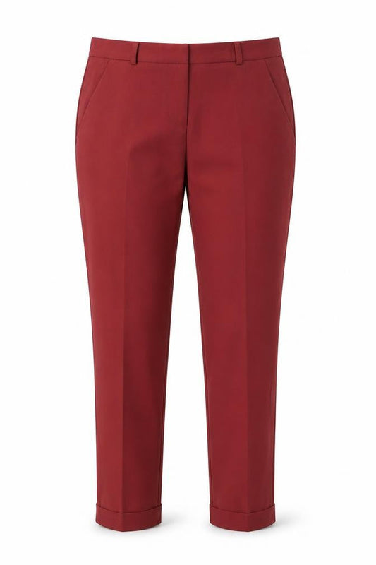 Front view of ASOS women’s pink trousers, size UK 6, 27-inch leg