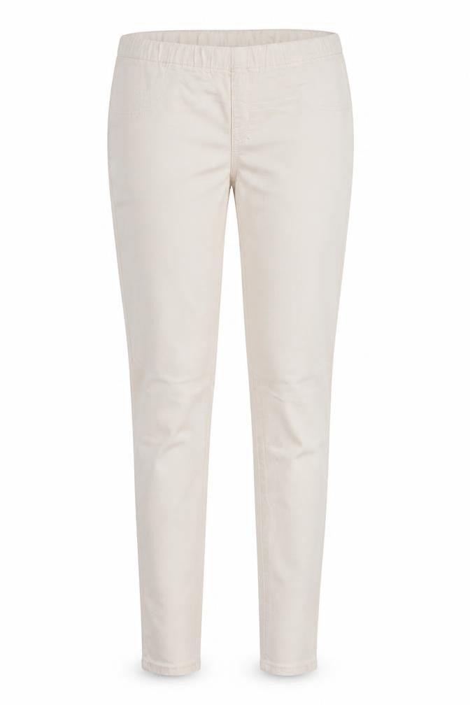 Front view of ware denim women’s pink jegging trousers, size UK 12, 32-inch leg