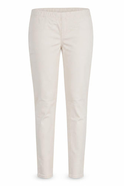 Front view of ware denim women’s pink jegging trousers, size UK 12, 32-inch leg