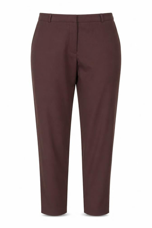 Front view of ASOS women’s purple trousers, size UK 14, 29-inch leg