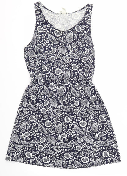 H&M Womens Blue Floral  A-Line  Size M