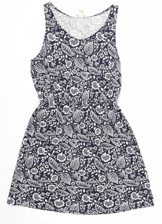 H&M Womens Blue Floral  A-Line  Size M