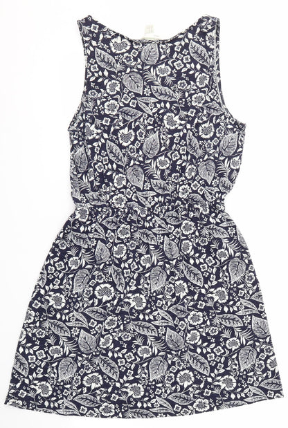 H&M Womens Blue Floral  A-Line  Size M