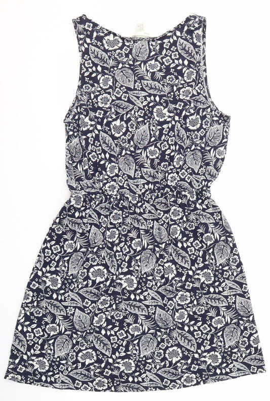 H&M Womens Blue Floral  A-Line  Size M