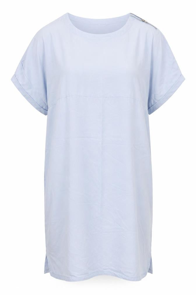 Front view of Second Female women’s blue t-shirt dress, size M