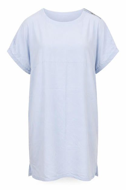 Front view of Second Female women’s blue t-shirt dress, size M