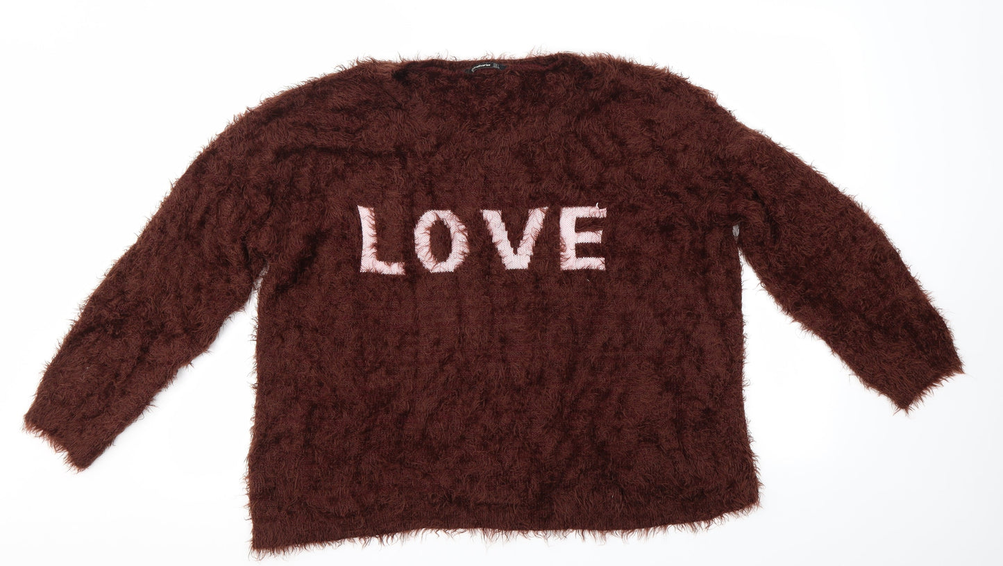 Womens UK Size L Stradivarius Brown Pullover Jumper