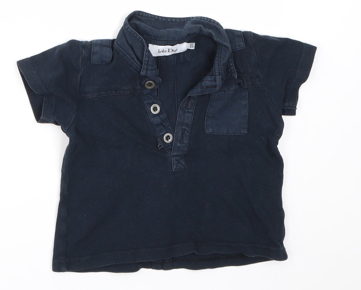 Front view of Preworn Baby Blue Basic Polo, size 12, Months