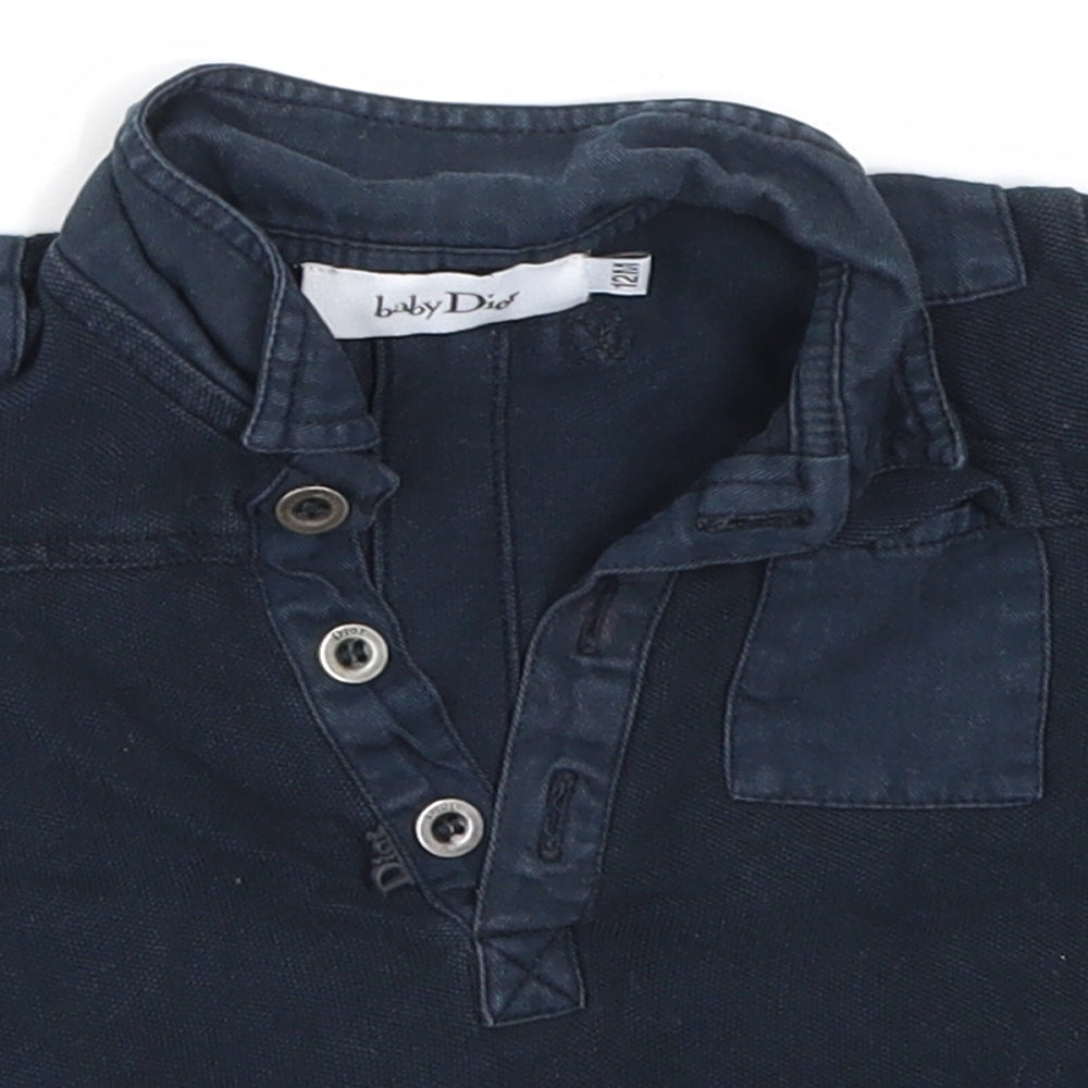 Close-up detail of Preworn Baby Blue Basic Polo, size 12, Months