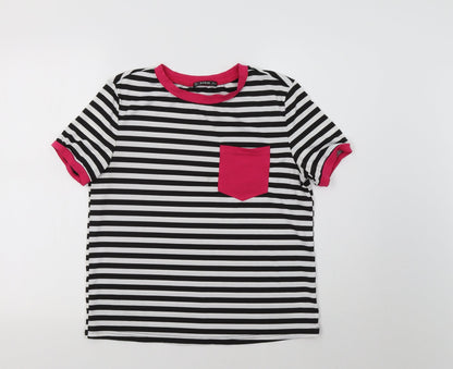 SheIn Womens White Striped  Basic T-Shirt Size S