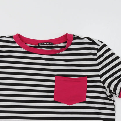 SheIn Womens White Striped  Basic T-Shirt Size S