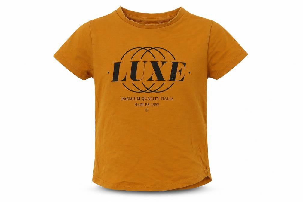Front view of River Island girls’ yellow basic t-shirt, size 2-3, years