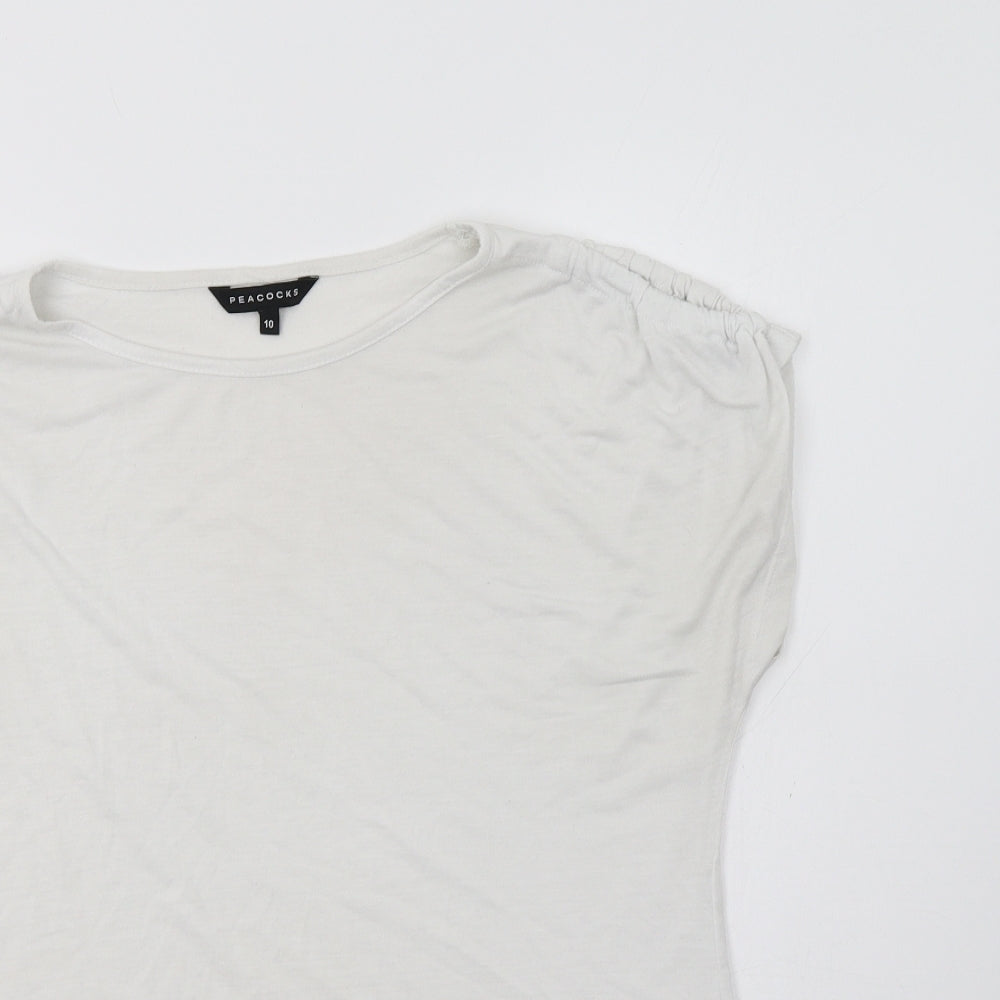 Womens UK Size 10 Peacocs White Basic T-Shirt