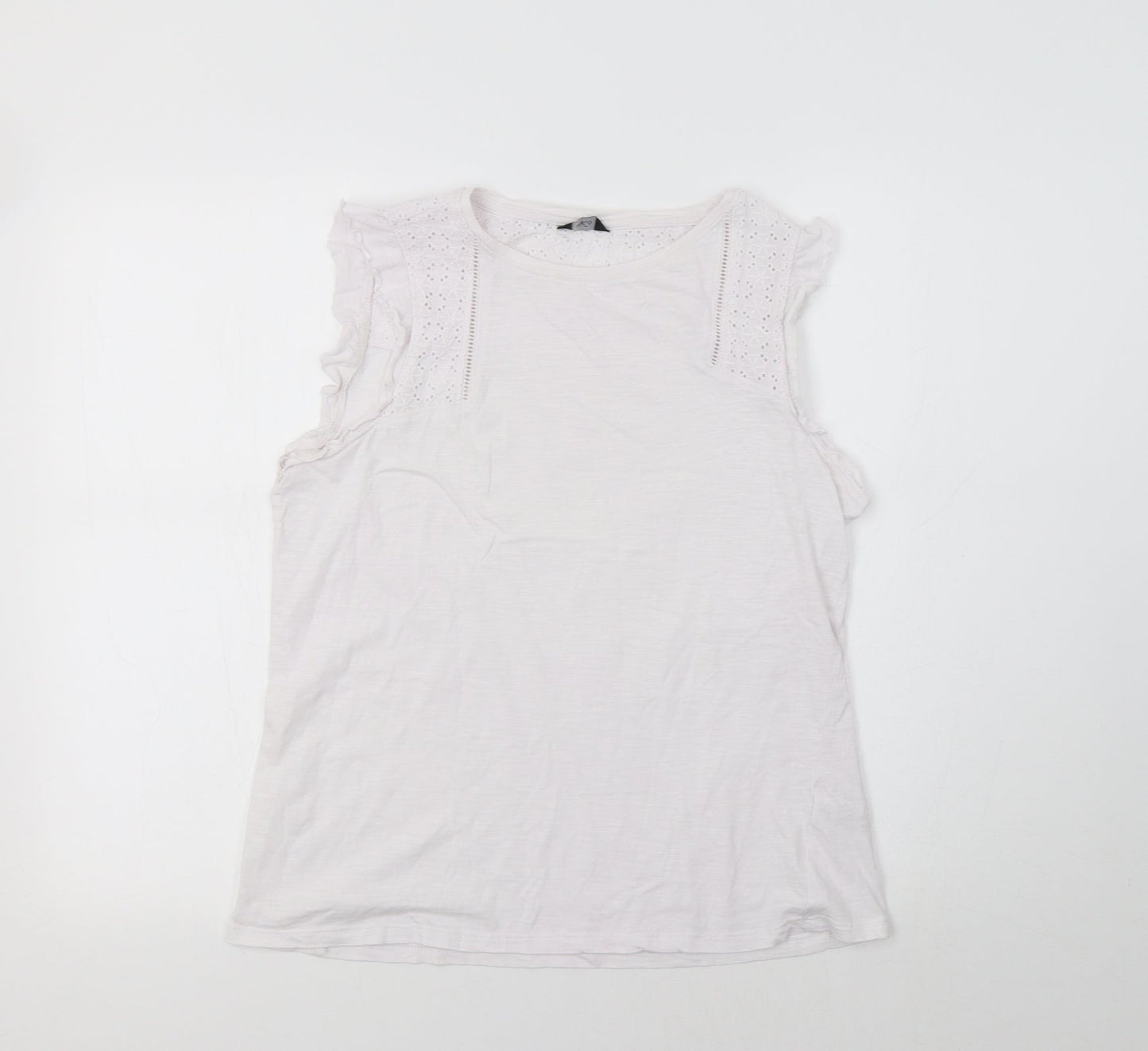 Womens UK Size 10 M&Co White Basic T-Shirt