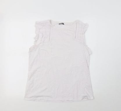 Womens UK Size 10 M&Co White Basic T-Shirt