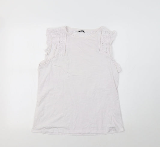 Womens UK Size 10 M&Co White Basic T-Shirt