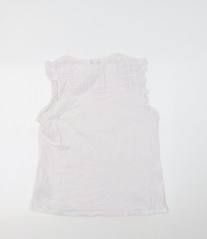 Womens UK Size 10 M&Co White Basic T-Shirt