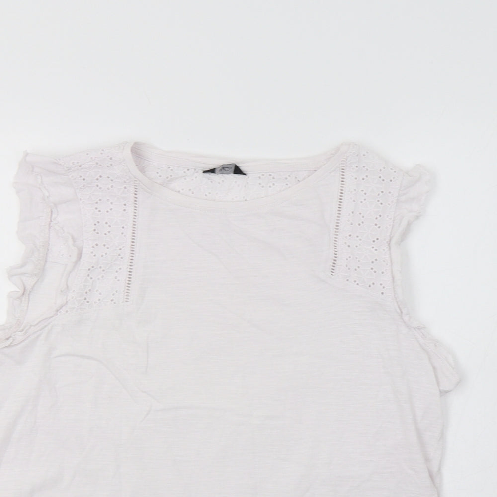 Womens UK Size 10 M&Co White Basic T-Shirt