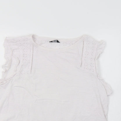 Womens UK Size 10 M&Co White Basic T-Shirt