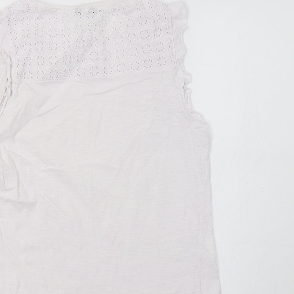 Womens UK Size 10 M&Co White Basic T-Shirt