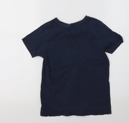 Back view of George boys’ blue basic t-shirt, size 6-7, years - hero
