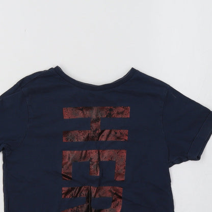 Close-up detail of George boys’ blue basic t-shirt, size 6-7, years - hero