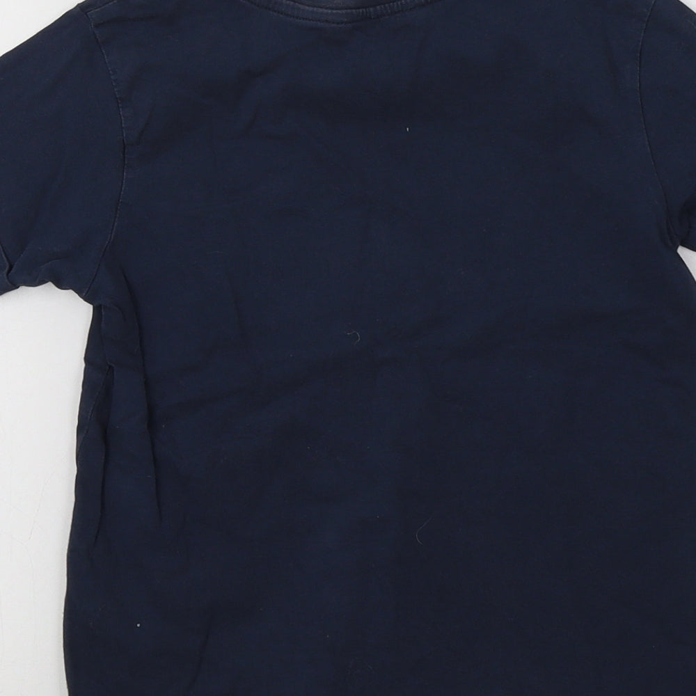 Brand and care label for George boys’ blue basic t-shirt, size 6-7, years - hero