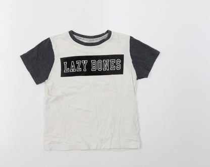 F&F Girls White   Basic T-Shirt Size 6-7 Years  - Lazy