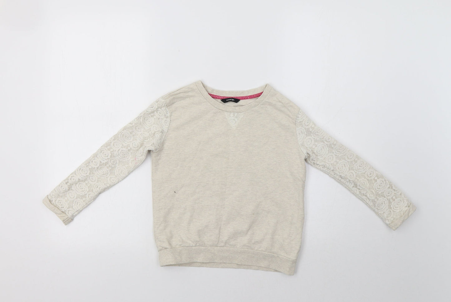 George Girls Beige   Pullover Sweatshirt Size 6-7 Years  - Lace Detail