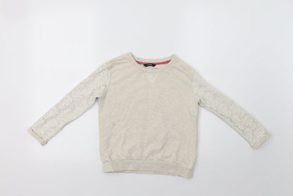 George Girls Beige   Pullover Sweatshirt Size 6-7 Years  - Lace Detail